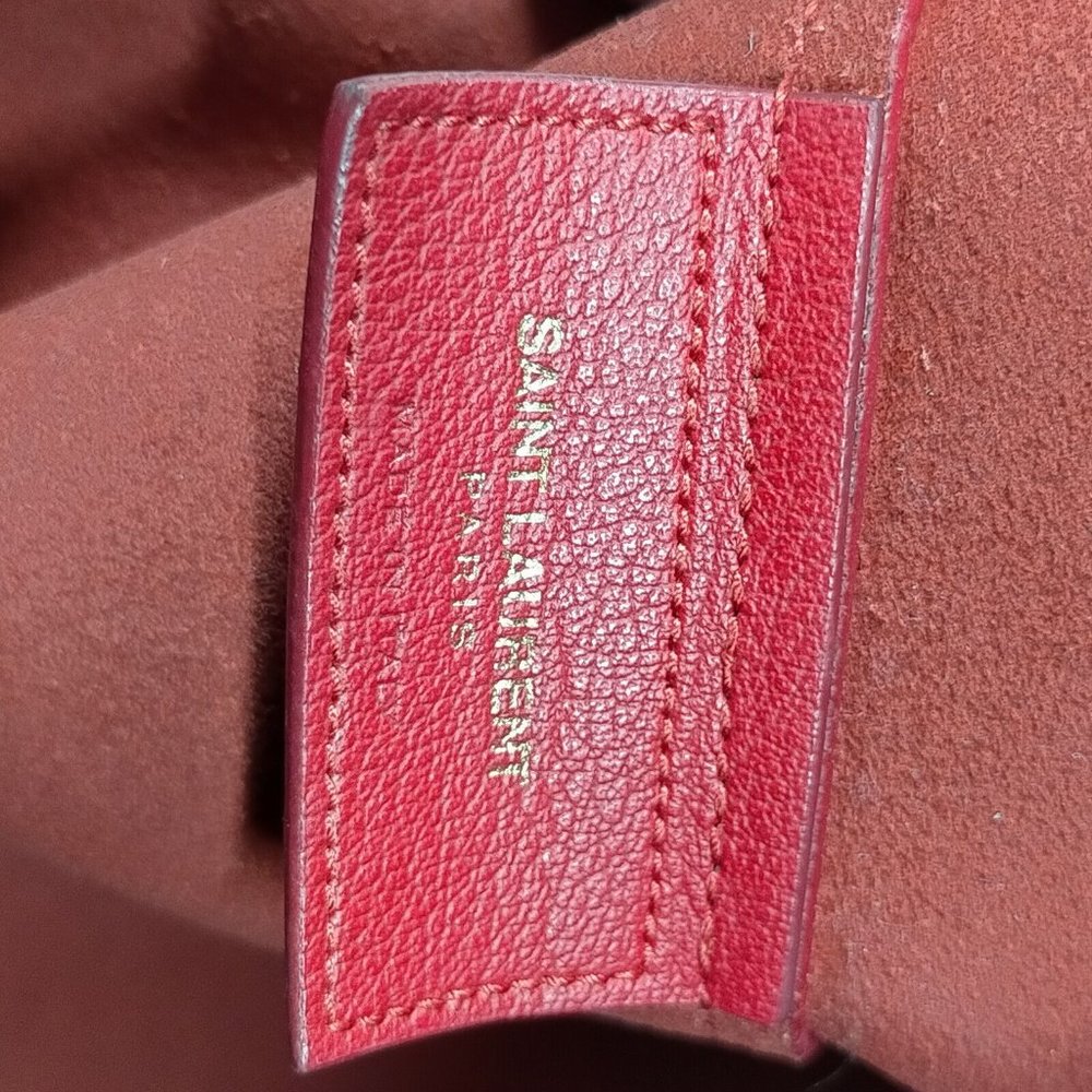 Auth Yves Saint Laurent Tote Bag Red Leather #61173Y40 - Picture 6 of 9